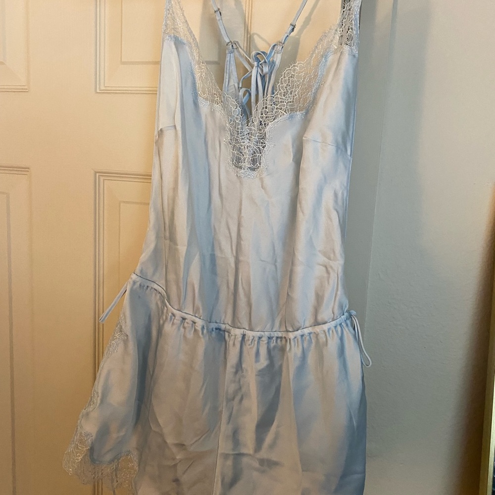 Victoria’s Secret Satin Baby Blue Romper Lingerie